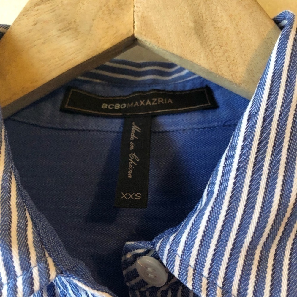 𝅺3/$30 BCBGMAXAZRIA Striped Button Down - Picture 3 of 4